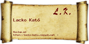 Lacko Kató névjegykártya